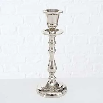 3-Piece Silver Aluminium Candle Holder Country House Style 3 Sizes