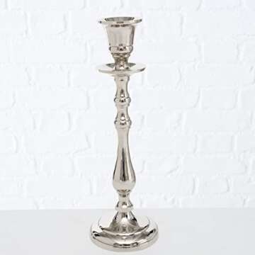 3-Piece Silver Aluminium Candle Holder Country House Style 3 Sizes