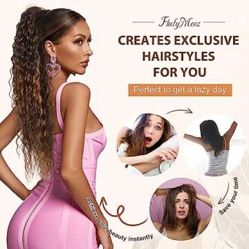 FLUFYMOOZ 26 Inch Bohemian Drawstring Ponytail Extension