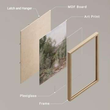 SIGNWIN Framed Green Forest Tree River Landscape Wall Art, Decorative Colorful Wall Decor Prints, Nature Wilderness Wall Décor for Living Room, Bedroom - 12"x16" Natural