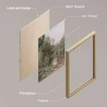 SIGNWIN Framed Green Forest Tree River Landscape Wall Art, Decorative Colorful Wall Decor Prints, Nature Wilderness Wall Décor for Living Room, Bedroom - 12"x16" Natural