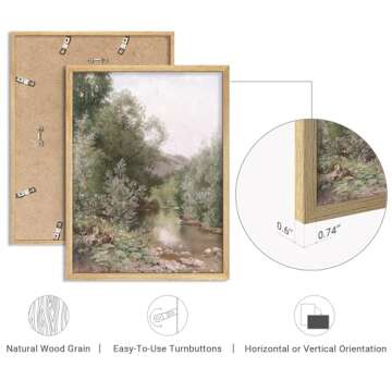 SIGNWIN Framed Green Forest Tree River Landscape Wall Art, Decorative Colorful Wall Decor Prints, Nature Wilderness Wall Décor for Living Room, Bedroom - 12"x16" Natural