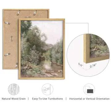 SIGNWIN Framed Green Forest Tree River Landscape Wall Art, Decorative Colorful Wall Decor Prints, Nature Wilderness Wall Décor for Living Room, Bedroom - 12"x16" Natural