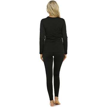 ViCherub 2 Sets Women's Thermal Underwear Set Long Johns with Fleece Lined Ultra Soft Top & Bottom Base Layer Thermals for Womens Black Medium
