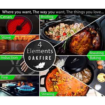 Oakfire 2in1 Double Dutch Oven - 3 QT Cast Iron Casserole