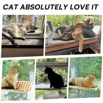 MEWOOFUN Cat Window Perch, Cat Window Hammock with Strong Suction Cups, Cat Window Bed with Steel Frame and Removable Cushion Cover, Cat Hammock Cat Window Seat for Indoor Cats (Beige, Medium)