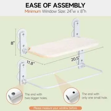MEWOOFUN Cat Window Perch, Cat Window Hammock with Strong Suction Cups, Cat Window Bed with Steel Frame and Removable Cushion Cover, Cat Hammock Cat Window Seat for Indoor Cats (Beige, Medium)