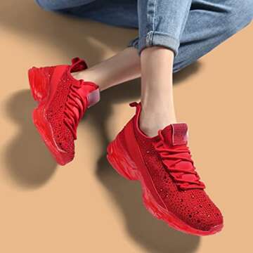 Rhinestone Mesh Slip-On Sneakers for Women - Fashionable Comfort