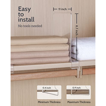 ZORCOR Clear Acrylic Shelf Dividers for Efficient Organization