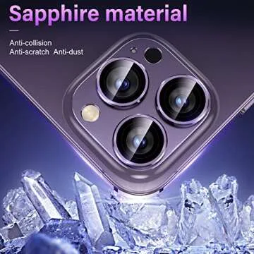 Uyiton for iPhone 14 Pro/iPhone 14 Pro Max Camera Lens Protector, [Drop Protection] 9H Tempered Glass Camera Cover screen Metal Ring Case Friendly Scratch Resistant Easy to Install - Purple