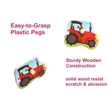 Farm Themed Wooden Peg Puzzle for Toddlers Educational Fun