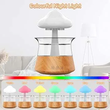 Mostop Rain Cloud Humidifier Water Drip Rain Cloud Diffuser with 7 Color Light, 240ml Mushroom Humidifier Essential Oil Diffuser with Rain Water Dripping White Noise Aroma Diffuser for Home Office