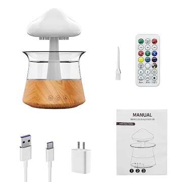 Mostop Rain Cloud Humidifier Water Drip Rain Cloud Diffuser with 7 Color Light, 240ml Mushroom Humidifier Essential Oil Diffuser with Rain Water Dripping White Noise Aroma Diffuser for Home Office