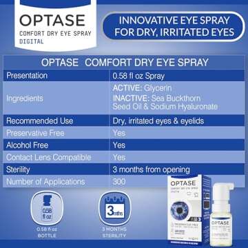 Optase Comfort Dry Eye Spray - Preservative Free Hydration