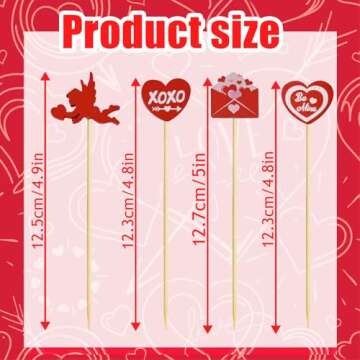 200Pcs Heart Cocktail Picks,4.7" Cocktail Picks Love Heart Toothpicks for Appetizers Decorative Brid...