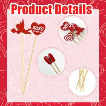 200Pcs Heart Cocktail Picks,4.7" Cocktail Picks Love Heart Toothpicks for Appetizers Decorative Bridal Wedding Party Food Drinks Garnish Fruit Skewer Sticks,Style3