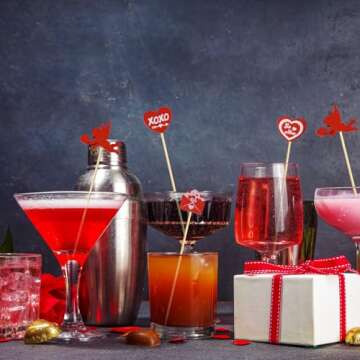 200Pcs Heart Cocktail Picks,4.7" Cocktail Picks Love Heart Toothpicks for Appetizers Decorative Bridal Wedding Party Food Drinks Garnish Fruit Skewer Sticks,Style3