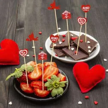 200Pcs Heart Cocktail Picks,4.7" Cocktail Picks Love Heart Toothpicks for Appetizers Decorative Bridal Wedding Party Food Drinks Garnish Fruit Skewer Sticks,Style3