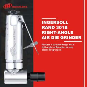 Ingersoll Rand 301B Air Die Grinder – 1/4", Right Angle, 21,000 RPM, Ball Bearing Construction, Sa...