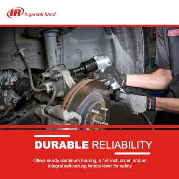 Ingersoll Rand 301B Air Die Grinder – 1/4", Right Angle, 21,000 RPM, Ball Bearing Construction, Safety Lock, Aluminum Housing, Lightweight Power Tool, Black