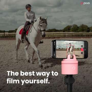 Pivo Equestrian Lite Pack Auto Horse, Face and Body Tracking, Ai-Powered 360° Rotation Smartphone Holder, Equine Coaching, Auto Zoom Handsfree Photo & Video Recording - Pink