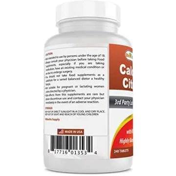 Best Naturals Calcium Citrate with Vitamin D-3 240 Tablets