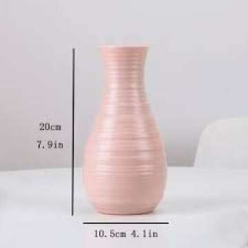 Unbreakable Dusty Rose Ceramic Look Plastic Vase for Flowers