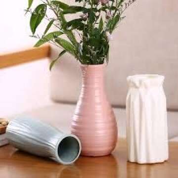 Unbreakable Dusty Rose Ceramic Look Plastic Vase for Flowers