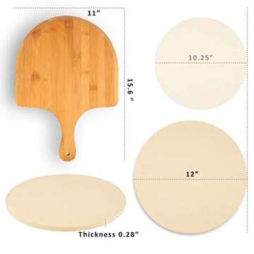 GEEBOBO Pizza Stone for Oven and Grill, Free Wooden Pizza Peel Paddle,Durable and Safe Pizza Stone f...