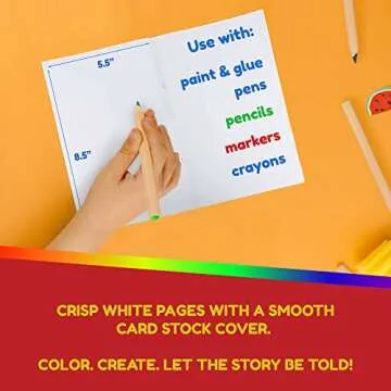 Hygloss Blank Books for Kids – 5.5” x 8.5” White Paperback for Drawing & Writing, 10 Pack – Empty Books for Writing Stories, Journals, or Creative Projects