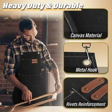 Durable Men's Apron with Pockets - Adjustable Canvas Apron