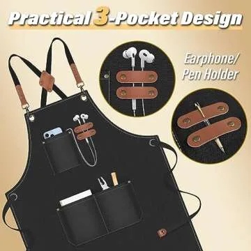 Durable Men's Apron with Pockets - Adjustable Canvas Apron