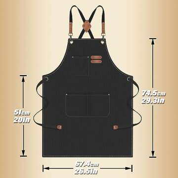 Durable Men's Apron with Pockets - Adjustable Canvas Apron