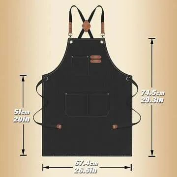 Durable Men's Apron with Pockets - Adjustable Canvas Apron