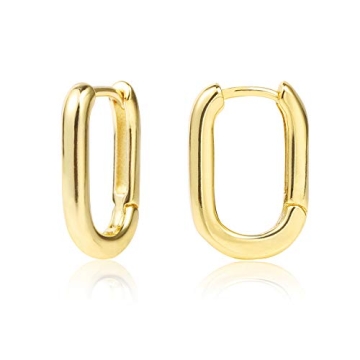 ALEXCRAFT Gold Rectangle Hoop Earrings for Women