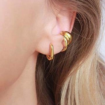 ALEXCRAFT Gold Rectangle Hoop Earrings for Women