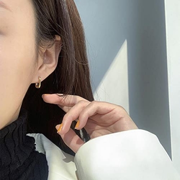 ALEXCRAFT Gold Rectangle Hoop Earrings for Women