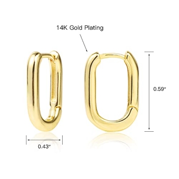 ALEXCRAFT Gold Rectangle Hoop Earrings for Women