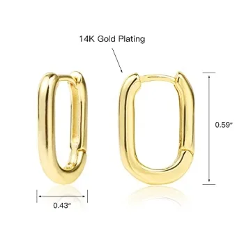 ALEXCRAFT Gold Rectangle Hoop Earrings for Women