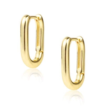 ALEXCRAFT Gold Rectangle Hoop Earrings for Women