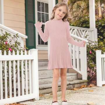 Neutocd Toddler Girl Sweater Dresses Long Sleeve A-Line Sweater Dress for Girls Little Girl Fall Winter Dresses for Kids