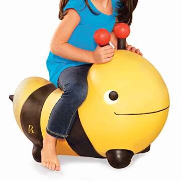 B.toys Inflatable Bee Bouncer Ride-On Toy with Air Pump - Toddler Toys for Balance & Motor Skills - ...