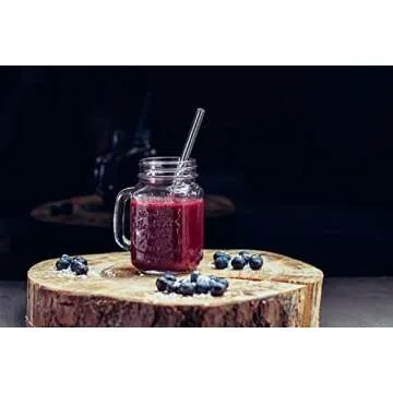 Halm Glass Straws - 6x Reusable 8 inch Drinking Straws clear + Plastic-Free Cleaning Brush - Made in Germany - Dishwasher Safe - Straight - Perfect for Smoothies, Cocktails