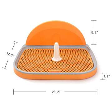 HIPIPET Puppy Dog Potty Tray 23.2''X17.8''X1.9 Puppy Pad Holder with Removable Post and Wall Cover for Cats and Dogs Toilet (Orange)