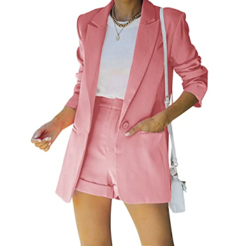 Elegant Women's Blazer and Short Set in Pink