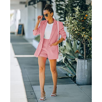 Elegant Women's Blazer and Short Set in Pink