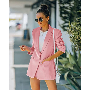 Elegant Women's Blazer and Short Set in Pink