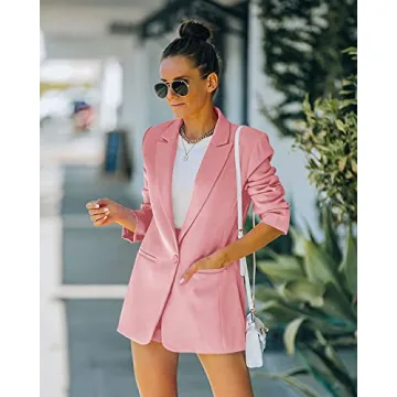Elegant Women's Blazer and Short Set in Pink