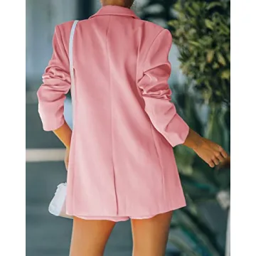 Elegant Women's Blazer and Short Set in Pink