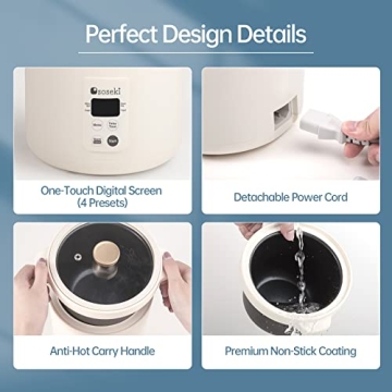 Compact Soseki Mini Rice Cooker with 4 Settings
